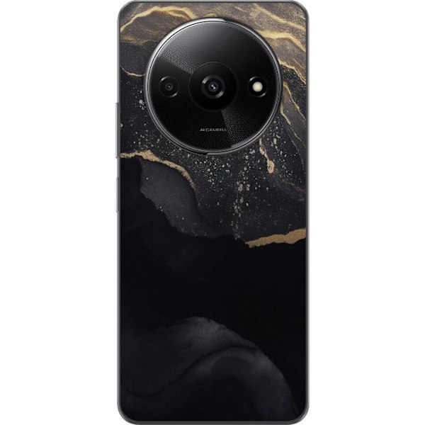 Xiaomi Redmi A3 Läpinäkyvä kuori Musta kulta abstrakti