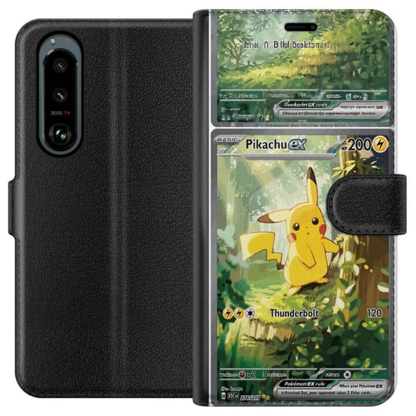 Kompatibel Tegnebogsetui til Sony Xperia 5 III Pikachu grøn