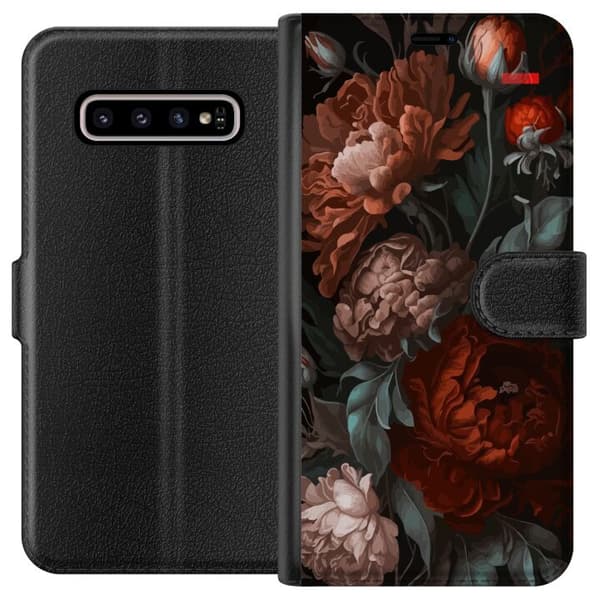 Kompatibelt Lommeboketui til Samsung Galaxy S10+ Blommor