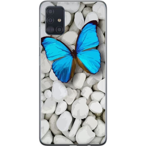 Kompatibel Mobilcover til Samsung Galaxy A51 Blå Sommerfuglestene