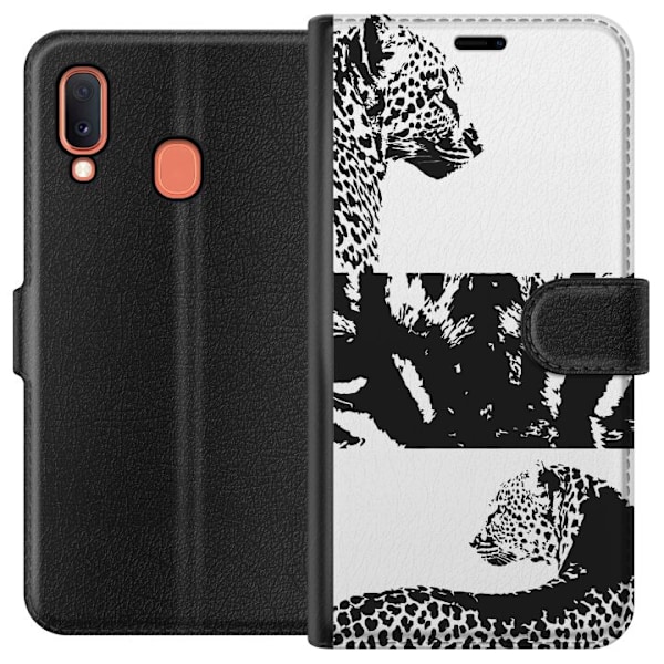 Samsung Galaxy A20e Tegnebogsetui Leopard Faces