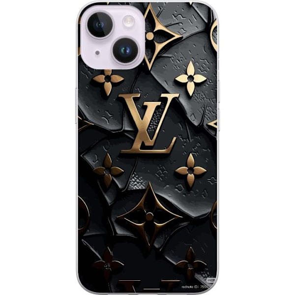 Apple iPhone 14 Plus Gennemsigtig cover Louis Vuitton Mørk Tilstand Design Sort Luksus Stil Mode Populær Grafisk Mønster Modeikon Luksusmærke