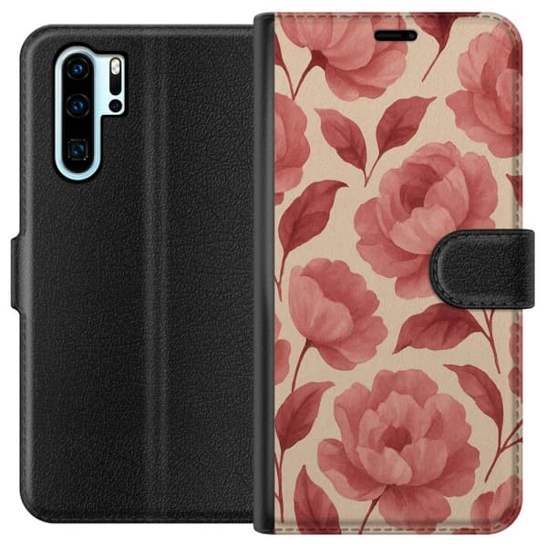 Kompatibelt Lommeboketui til Huawei P30 Pro Rose Blomst