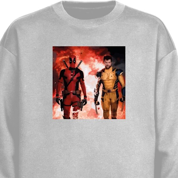 Sweatshirt til Voksne | Klassisk Collegebluse Wolverine Deadpo grå XL