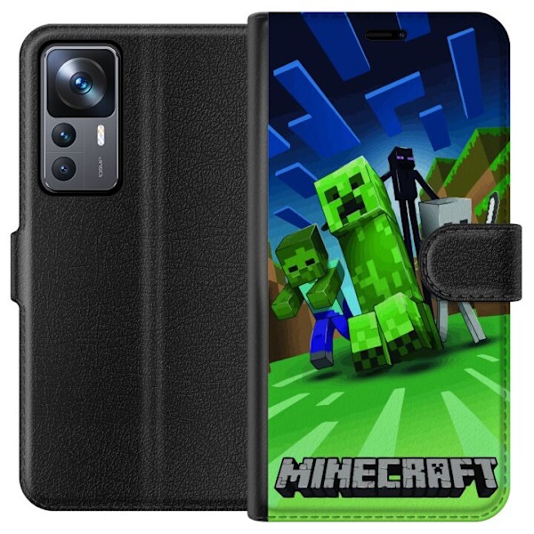 Xiaomi 12T Lompakkokotelo Minecraft Creeper mobilskal i klassisk grön pixelstil