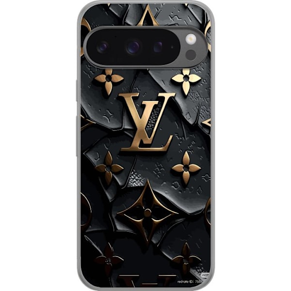 Google Pixel 9 Pro XL Gennemsigtig cover Louis Vuitton Mørk Tilstand Design Sort Luksus Stil Mode Populær Grafisk Mønster Modeikon Luksusmærke