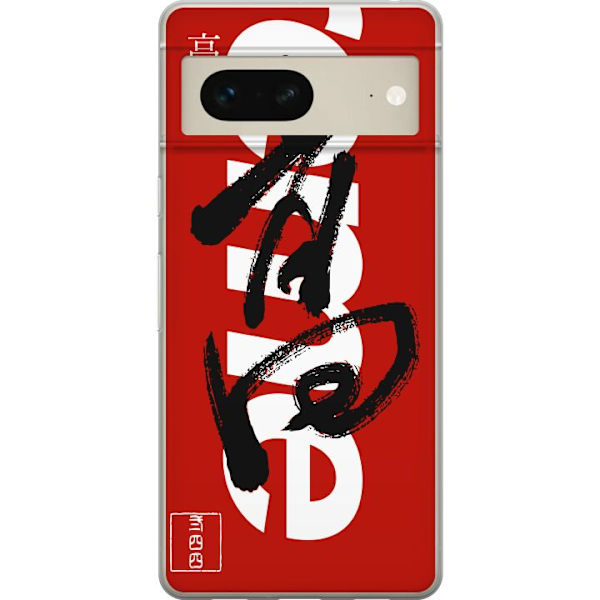 Google Pixel 7 Genomskinligt Skal Supreme Röd Graffiti Streetwear Design Modeikon Trend Graffitimönster Populärt Urban Street Fashion