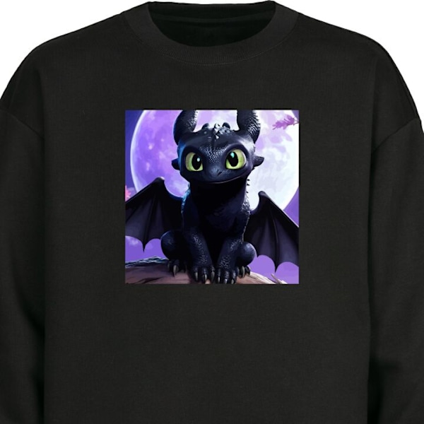 Sweatshirt til Voksne | Klassisk Collegebluse Sådan træner du din drage sort M