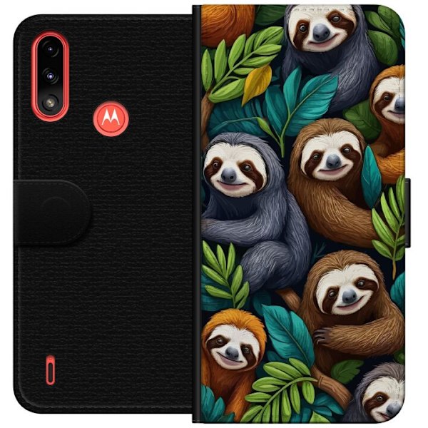 Motorola Moto E7 Power Plånboksfodral Sengångarstil – avslappnat motiv med söt sengångare