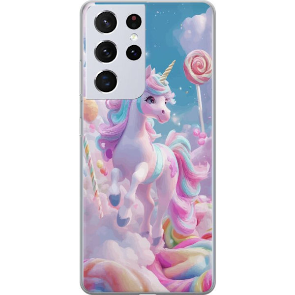 Samsung Galaxy S21 Ultra 5G Läpinäkyvä kuori Yksisarvinen Candy Pastel Kawaii Suunnittelu Söpö Suosittu Väri Graafinen Trendi Lapsen Teema Fanta
