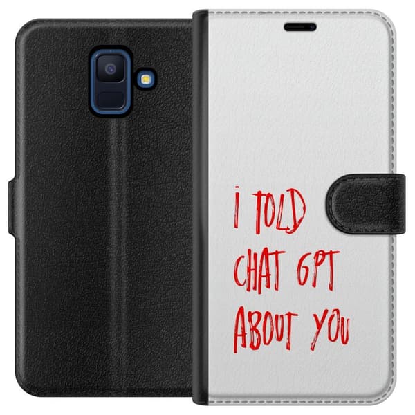 Kompatibelt Plånboksfodral till Samsung Galaxy A6 (2018) I Told ChatGPT About You vit