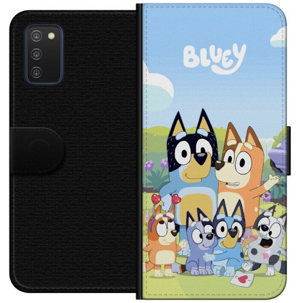 Samsung Galaxy A03s Plånboksfodral Bluey mobilskal med hela familjen i färgglad design