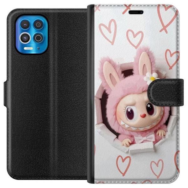 Motorola Edge S Lompakkokotelo Labubu Sydän Taustakuva Pop Mart Rakkausteema Hahmodesign Suosittu Motiivi Keräilytaideteossarja
