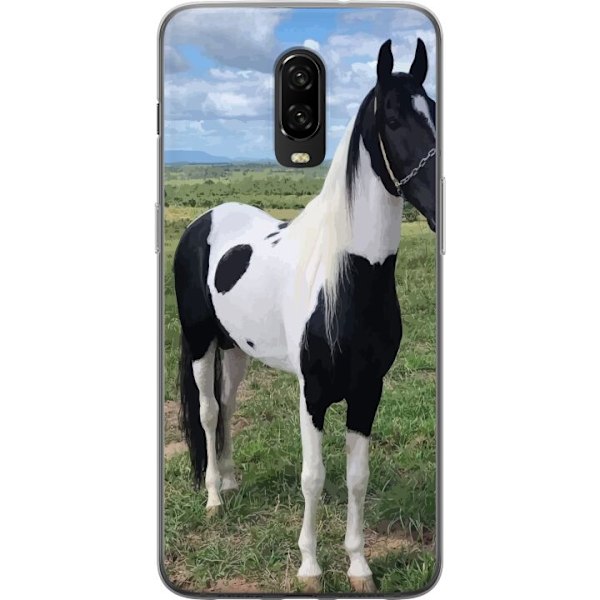 OnePlus 6T Gennemsigtig cover Hestemagi - stiliseret hest i en rolig farveskala