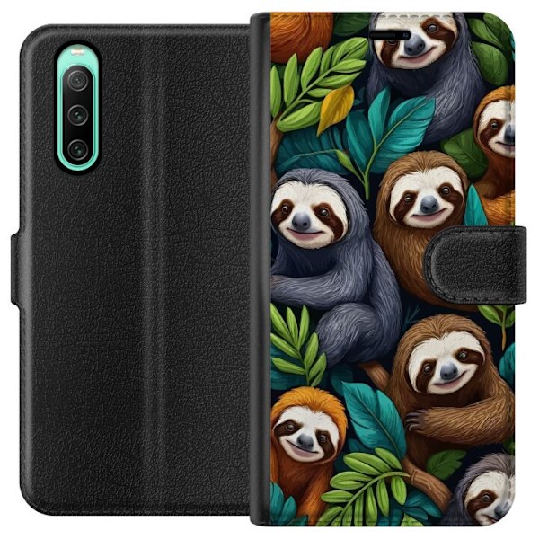 Sony Xperia 10 IV Plånboksfodral Sengångarstil – avslappnat motiv med söt sengångare