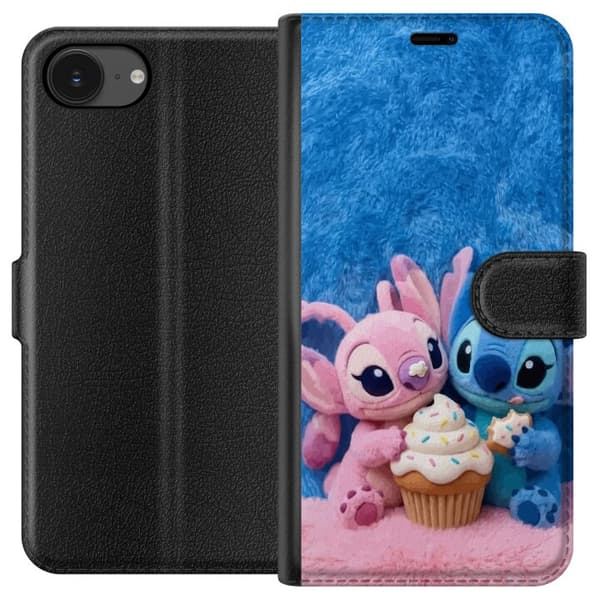 Kompatibel Tegnebogsetui til Apple iPhone 17e Søde blå og lyserøde figurer med stor cupcake og krymmel pink