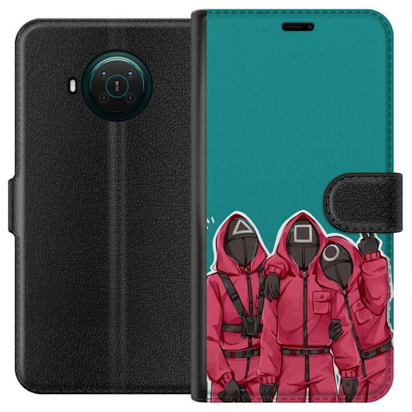 Nokia X10 Lompakkokotelo Squid Game Hahmot Graafinen Suunnittelu Sarjakuvasarjan Hahmot Suosittu TV-Teema Aasialainen Tyyli Jännittävä Trendi