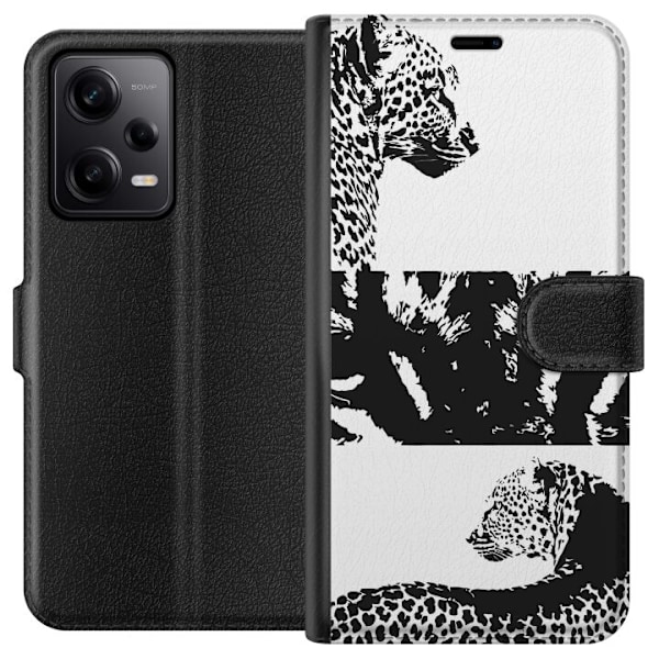 Xiaomi Redmi Note 12 Pro Lompakkokotelo Leopard Faces