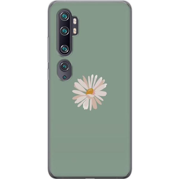 Xiaomi Mi Note 10 Genomskinligt Skal Grön Minimalblomma – s