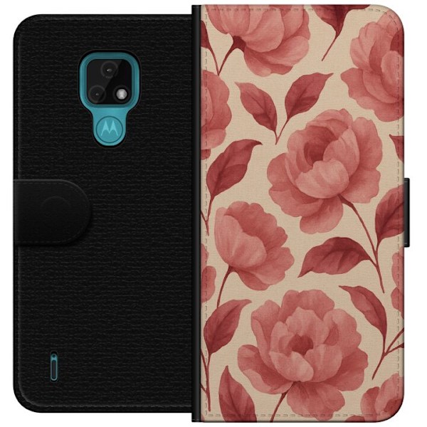 Motorola Moto E7 Tegnebogsetui Roseblomst