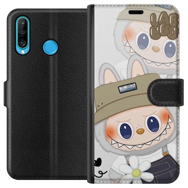 Huawei P30 lite Tegnebogsetui Labubu Minimal Mood - Enkel og stilren monsterdesign