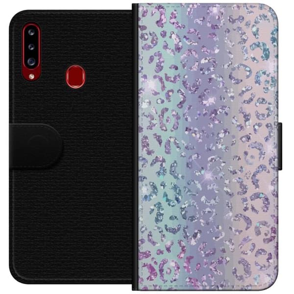 Kompatibelt Plånboksfodral till Samsung Galaxy A20s Glitter Leopard