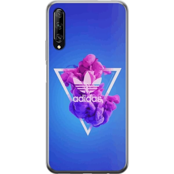 Huawei P smart Pro 2019 Läpinäkyvä kuori Adidas-inspiroitunut sininen muotoilu - urheilullinen motiivi retro-vibeillä sinisissä sävyissä