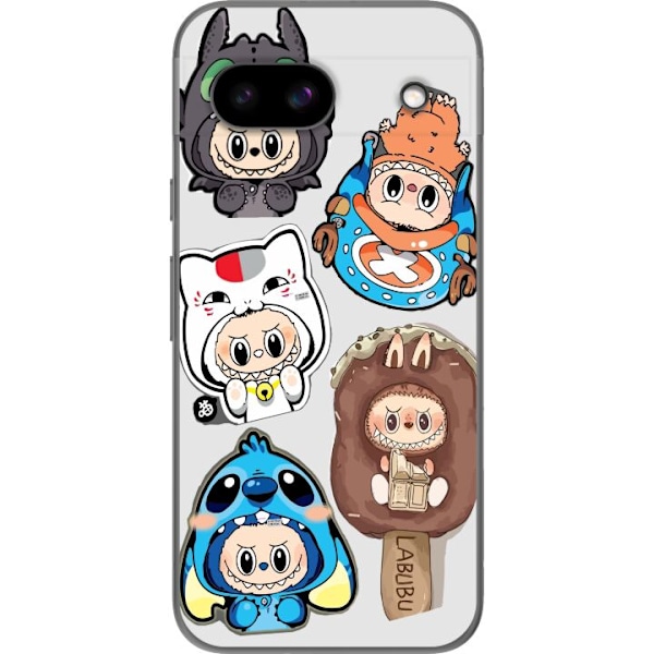 Google Pixel 8a Gjennomsiktig deksel Labubu figure samling - Pop Mart Labubu The Monsters i fargerik design