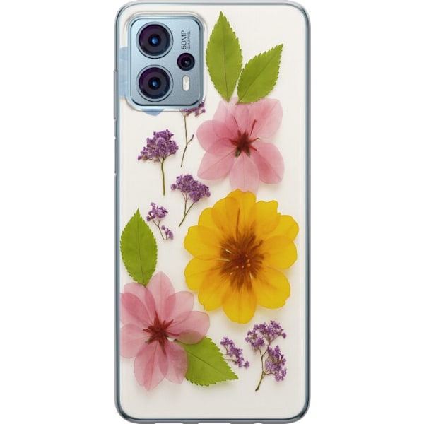 Motorola Moto G23 Gennemsigtig cover Pressede blomster