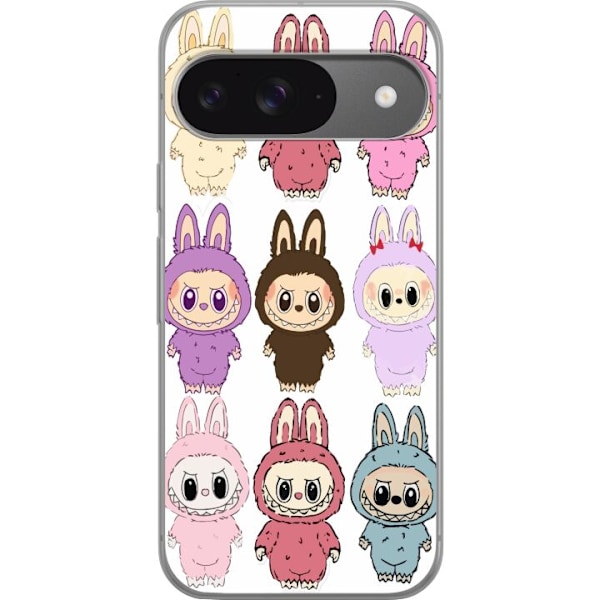 Google Pixel 9 Pro Genomskinligt Skal Labubu Pink Monster – Popkonst med Kawaii-touch