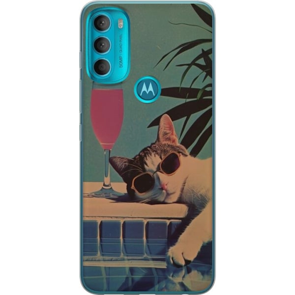 Motorola Moto G71 5G Genomskinligt Skal Katt semester