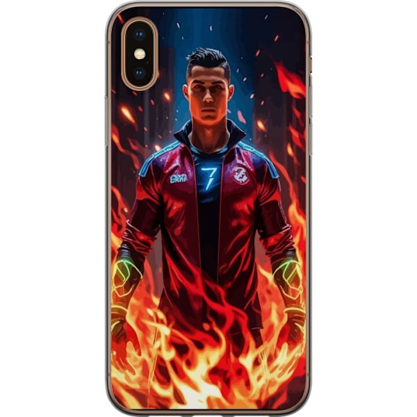 Apple iPhone XS Max Läpinäkyvä kuori Ronaldo Inferno - jalkapallolegenda liekeissä