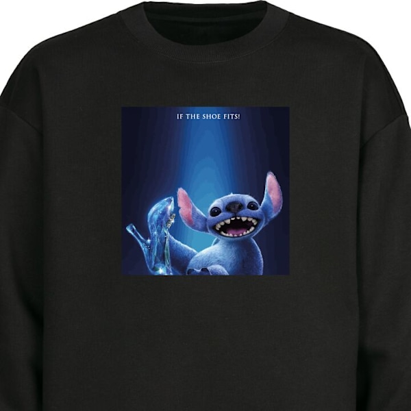 Sweatshirt til Voksne | Klassisk Collegebluse Stitch | Sko sort M