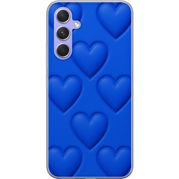 Samsung Galaxy A54 Läpinäkyvä kuori Siniset Sydämet
