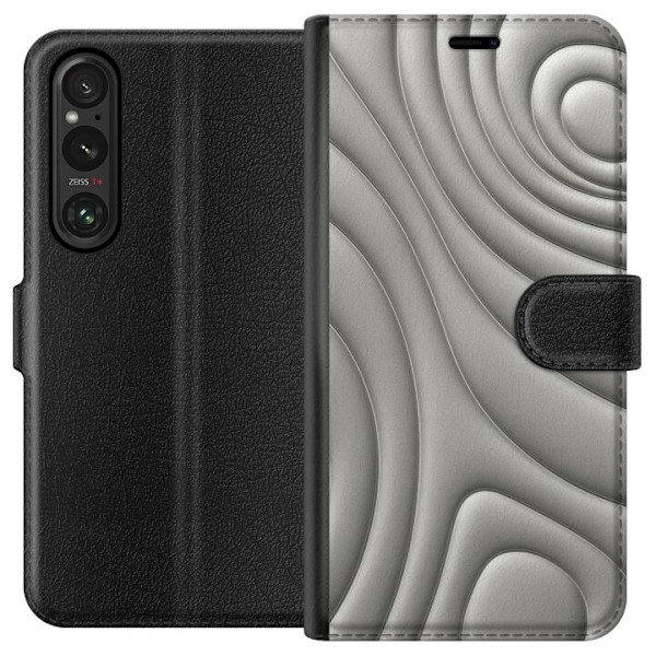Sony Xperia 1 V Lompakkokotelo Hopea-aallot