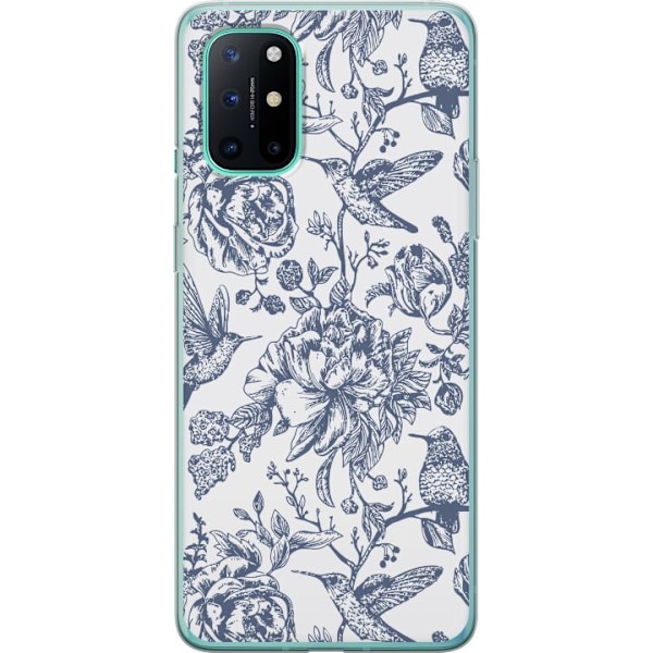 OnePlus 8T Gennemsigtig cover Blomster & Fugle - Romantisk Vin