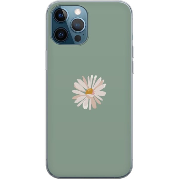 Apple iPhone 12 Pro Läpinäkyvä kuori Vihreä Minimalikukka - tyylikäs kukka vihreällä taustalla