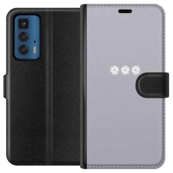 Motorola Edge 20 Pro Lompakkokotelo Lila Blomminimalismi - tyylikäs kukkakuva lila taustalla