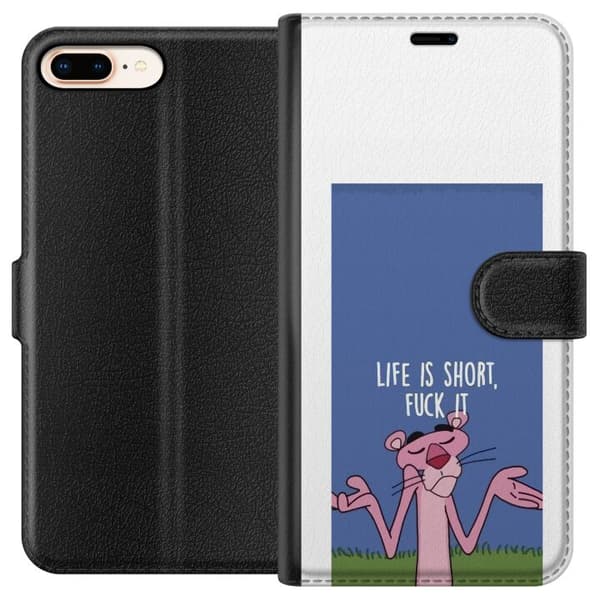 Kompatibelt Lommeboketui til Apple iPhone 7 Plus Life Is Short citat blå