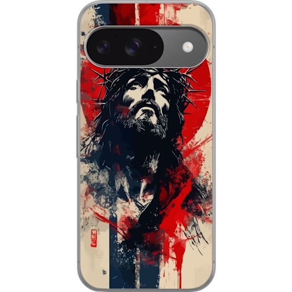 Google Pixel 9 Pro Läpinäkyvä kuori Jeesus ristillä - kris