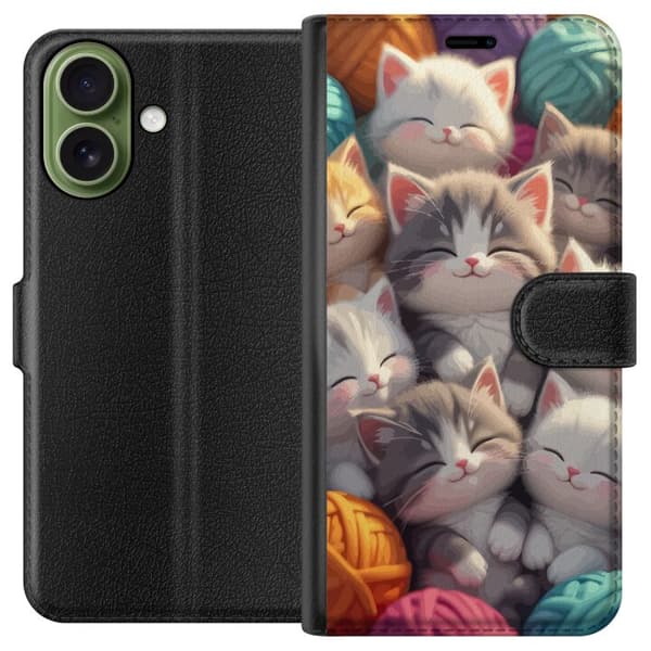 Kompatibelt Plånboksfodral till Apple iPhone 17 Sovande kattungar beige