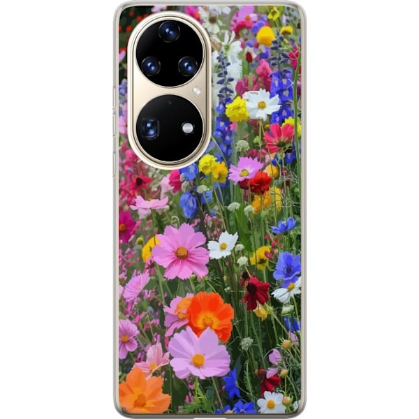 Huawei P50 Pro Genomskinligt Skal Blommigt mobilskal med somrig äng och naturmotiv