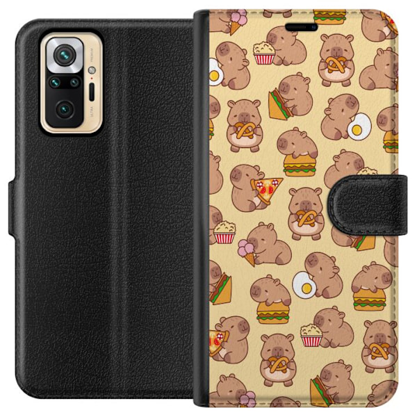 Xiaomi Redmi Note 10 Pro Plånboksfodral Kawaii capybara mobilskal med flera söta figurer