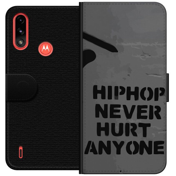 Motorola Moto E7 Power Lompakkokotelo Hip Hop Ei Koskaan Satuta Ketään Lainaus Streetwear Musiikki Elämäntapa Graafinen Teksti Motiivi Suosittu Ku