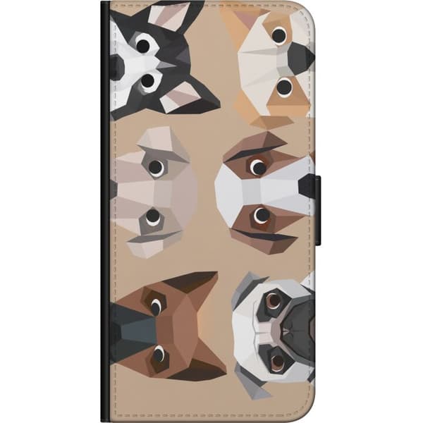Kompatibel Tegnebogsetui til Samsung Galaxy Note9 Beige polygonhunde beige