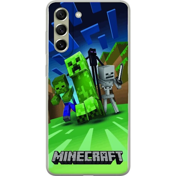 Samsung Galaxy S21 FE 5G Läpinäkyvä kuori Minecraft Creeper mobilskal i klassisk grön pixelstil
