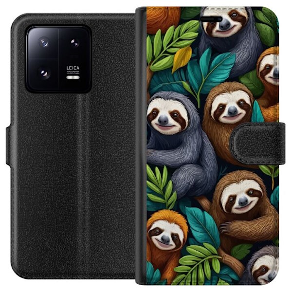Xiaomi 13 Pro Tegnebogsetui Sengångarstil - afslappet motiv med sød dovendyr