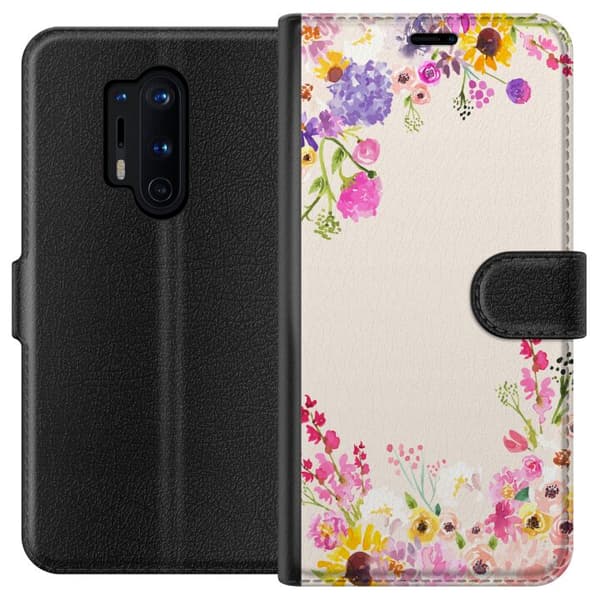 Kompatibel Tegnebogsetui til OnePlus 8 Pro Blommig akvarellram
