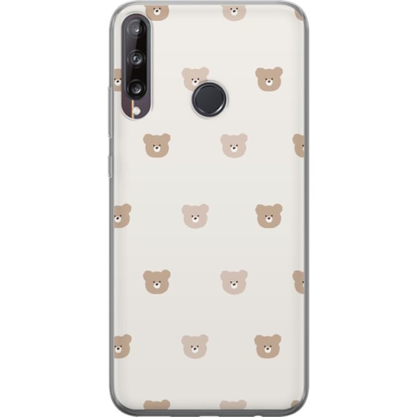 Huawei P40 lite E Genomskinligt Skal Teddy Background – gulliga nallar mot mjuk bakgrund