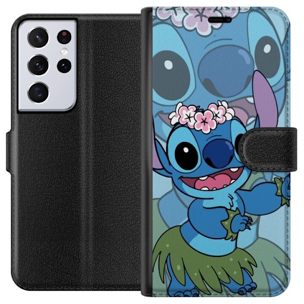 Samsung Galaxy S21 Ultra 5G Tegnebogsetui Stitch under Stjernerne - Magisk Anime-stil